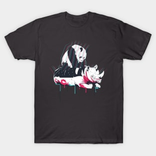 Panda Ridding Rhino T-Shirt